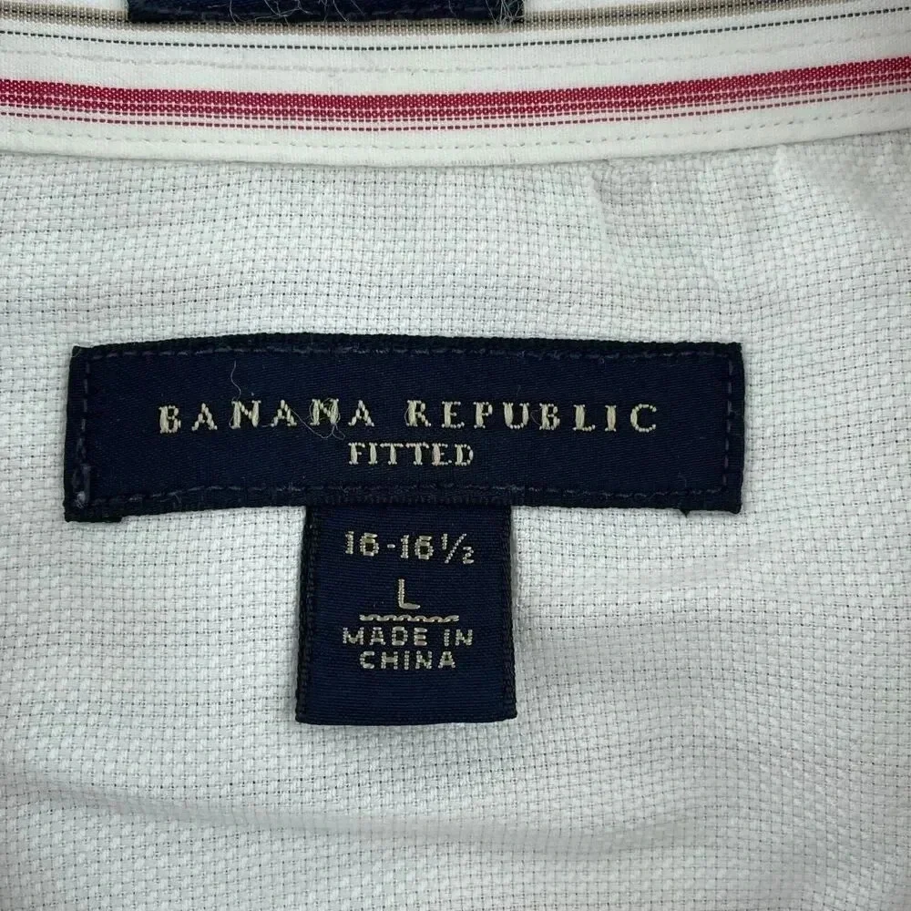 Banana Republic Mens Fitted Striped Dress Shirt Size L 1275